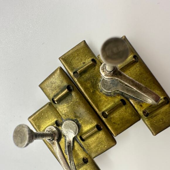 Antique Art Deco 1920s brass Czech glass sterling silver screw back earrings - Picture 9 of 10